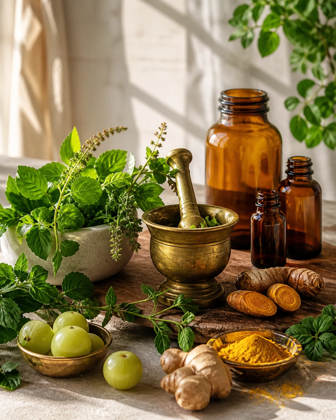 Herbs and traditional Ayurvedic preparation at Vedinca